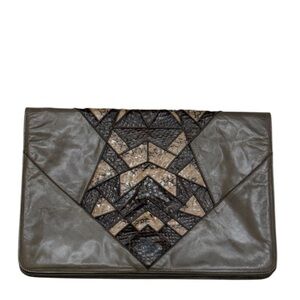 ANDREA PFISTER FOR AMEN WARDY - VINTAGE SNAKE EMBOSSED LEATHER CLUTCH